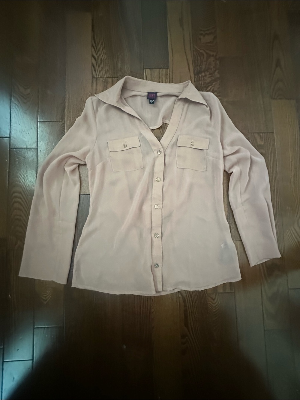 bebe Dusty Blush V-Neck Button Shirt